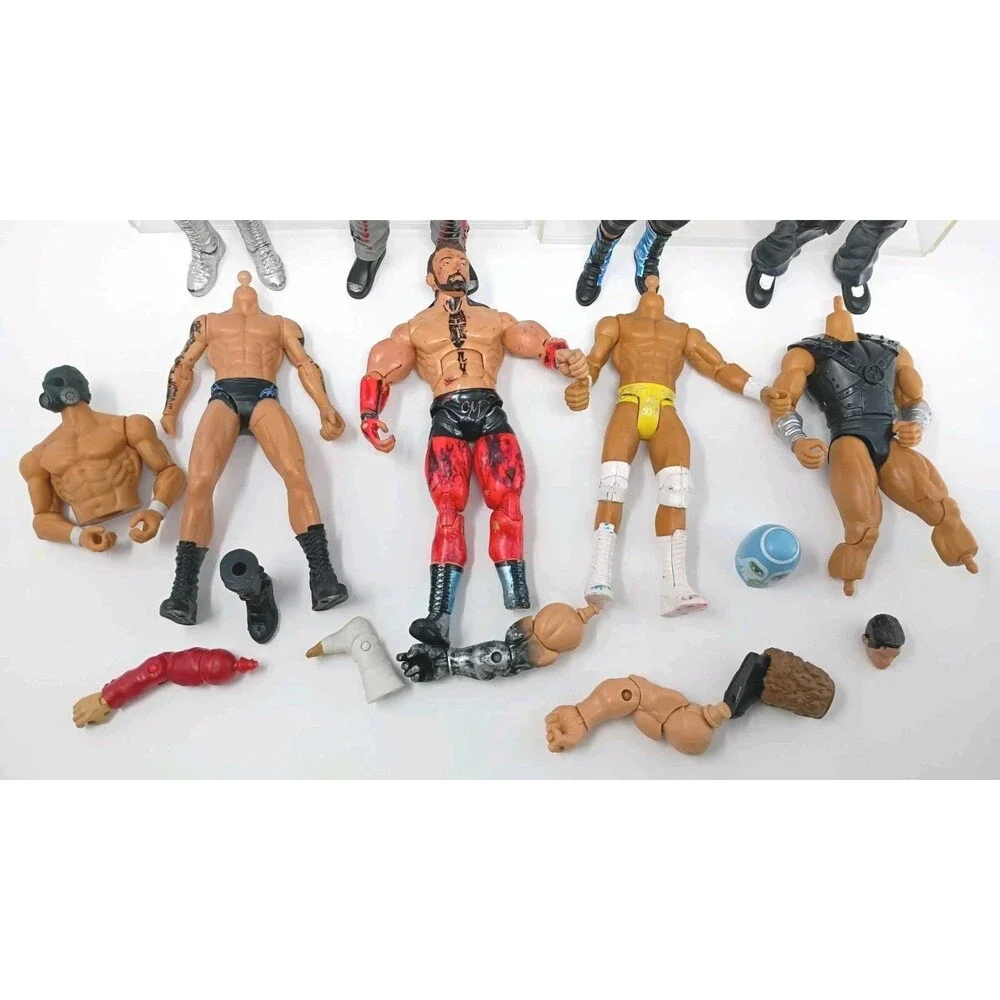 Lot Of 14 WWE/WWF  Wrestling Action Figure Various Years 90s 00s PARTS